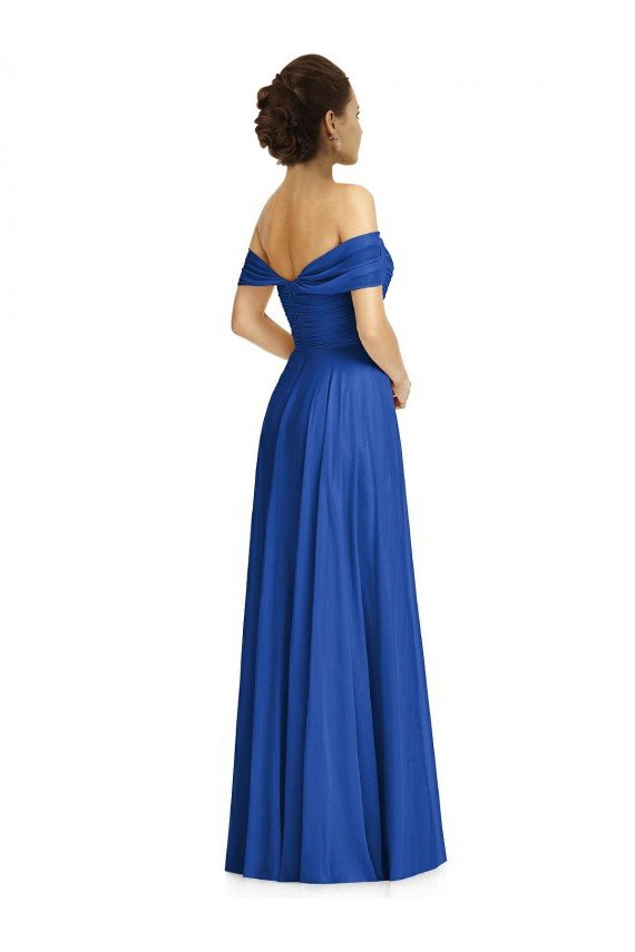 Sydney Off the Shoulder Draped Chiffon Maxi Bridesmaid Dress
