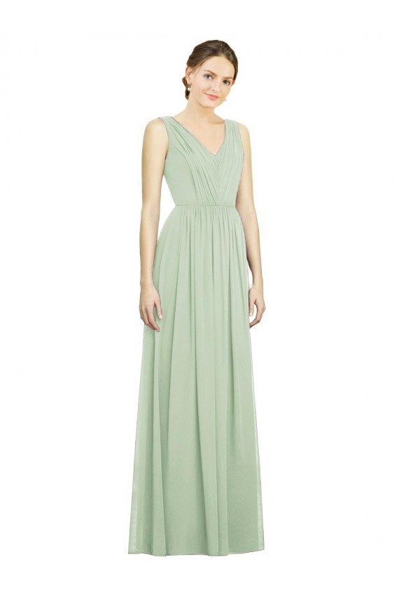 Sydney Natural Waist V-Neck Draped Chiffon Bridesmaid Dress