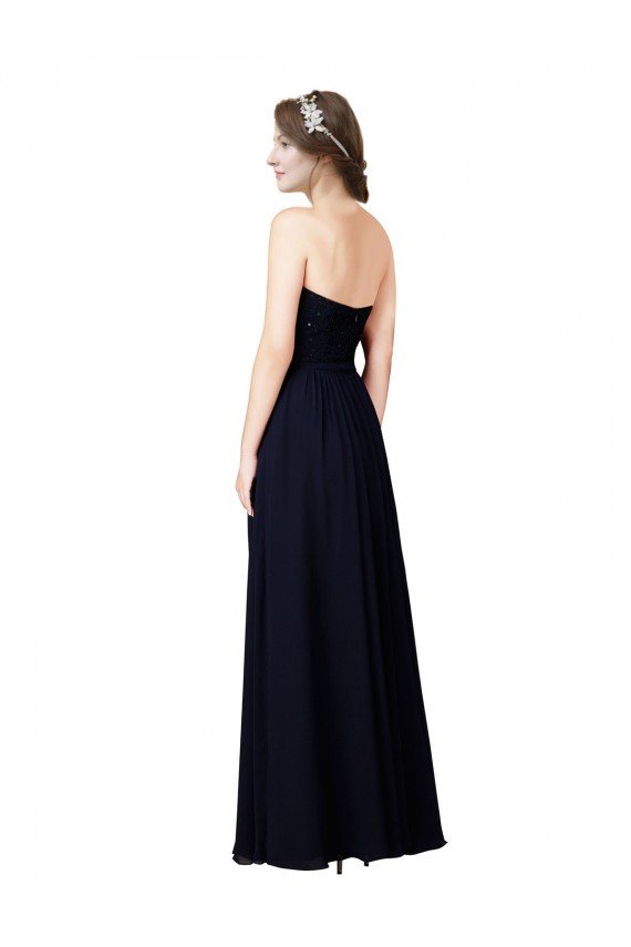 Sydney Strapless Chiffon Bridesmaids Dress with a Beaded Lace Sweetheart Bodice