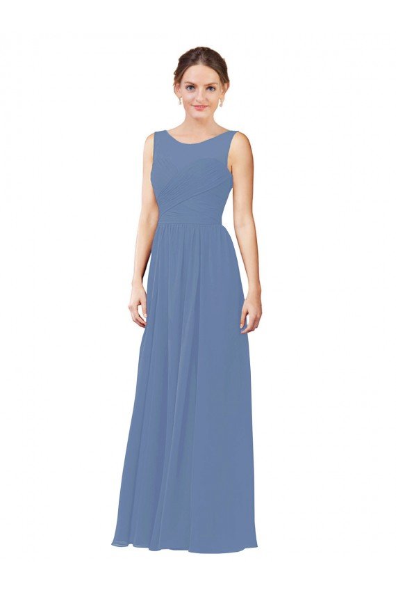 Sydney Luxe Chiffon Bridesmaid Dress with Illusion and Sweetheart Neckline