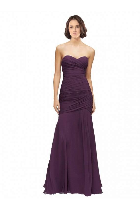 Sydney Full Length Chiffon Bridesmaid Dress with Sweetheart Neckline and Ruffles