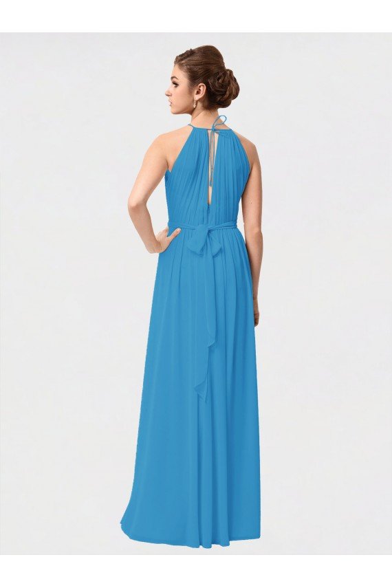 Sydney High Low Long Halter Keyhole Chiffon Bridesmaid Dress
