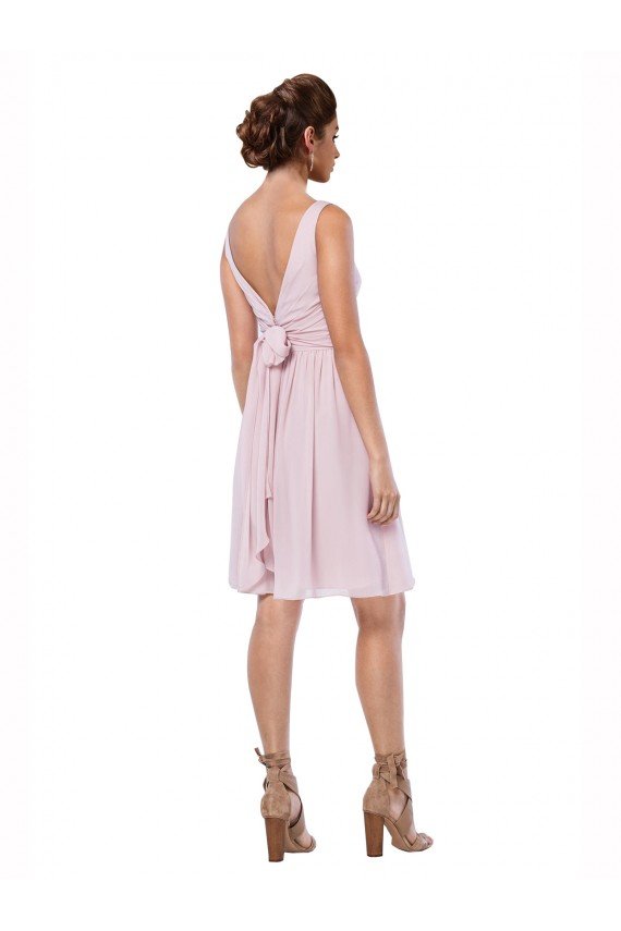 Sydney Short Knee Length Criss Cross Draped Chiffon Cocktail Bridesmaid Dress