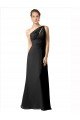 Sydney One Shoulder Full Length Chiffon Bridesmaid Dress with Shirred Bodice