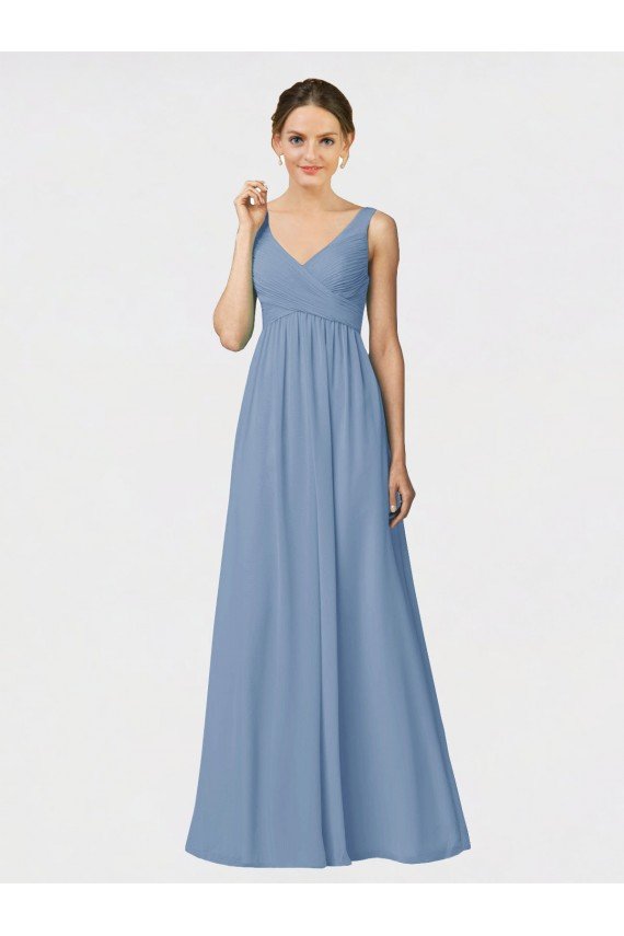 Sydney Long Chiffon Bridesmaid Dress with Sweetheart Neckline and Wide Straps