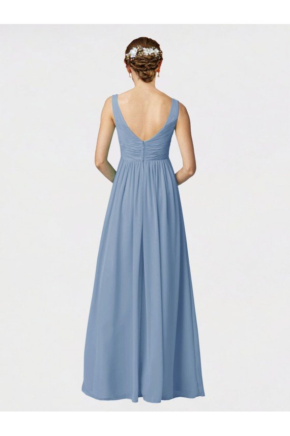 Sydney Long Chiffon Bridesmaid Dress with Sweetheart Neckline and Wide Straps