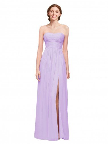 Sydney Strapless Mermaid Chiffon Bridesmaid Dress WITH High Side Slit and Ruffles
