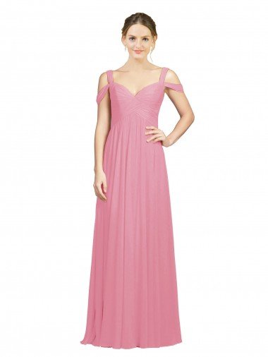 Sydney Sweetheart Long Chiffon Bridesmaid Dress with Off the Shoulder Straps
