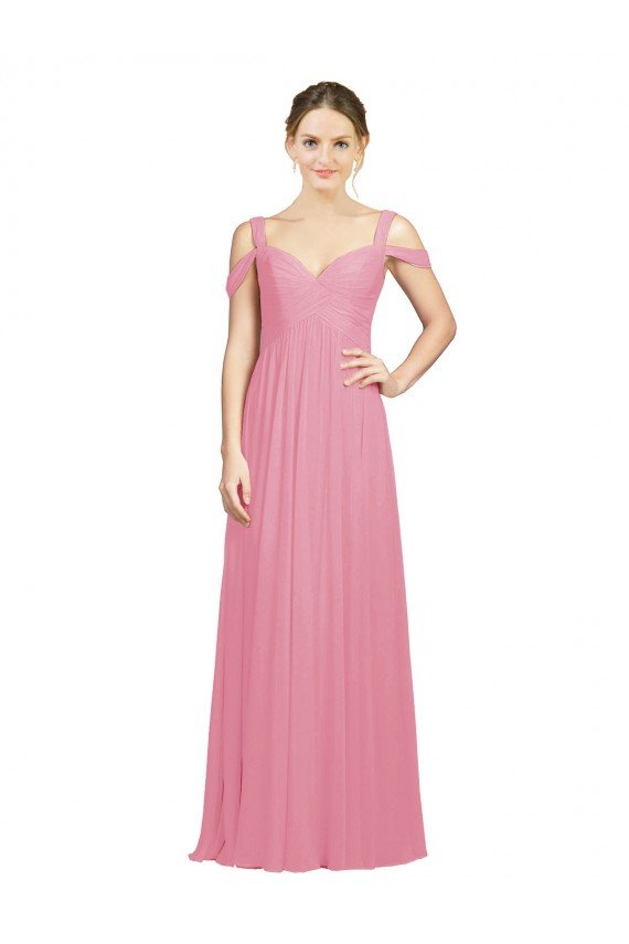 Sydney Sweetheart Long Chiffon Bridesmaid Dress with Off the Shoulder Straps