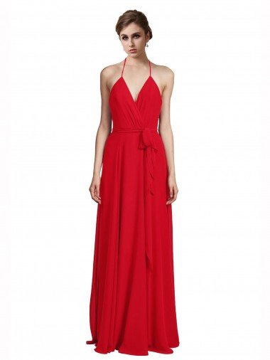 Shop V-Neck Spaghetti Halter Strap Chiffon Bridesmaid Dress Sydney