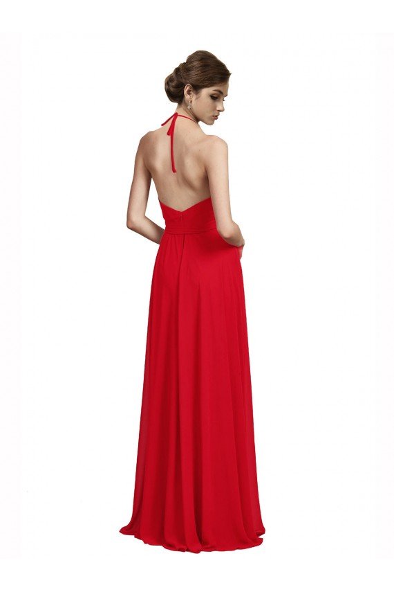 Sydney V-Neck Spaghetti Halter Strap Chiffon Bridesmaid Dress