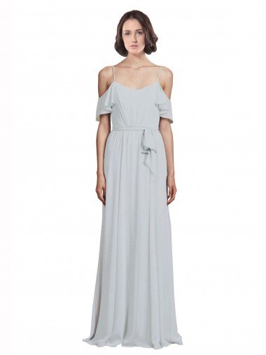 Sydney Off the Shoulder Spaghetti Strap Long Chiffon Bridesmaids Dress