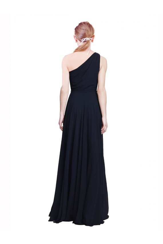 Long Chiffon Bridesmaid Dress with One Shoulder Neckline And Belt
