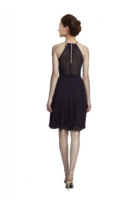 Sydney Short Knee Length High Neck Chiffon Bridesmaids Dress