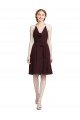 Short Knee Length Chiffon Bridesmaids Dress with Halter Cowl Neck