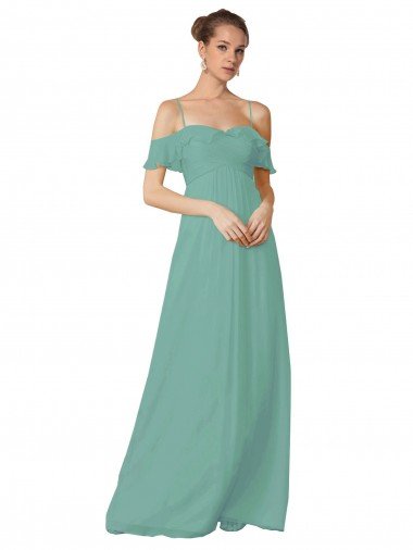 Sydney Hand-Ruched Chiffon Bridesmaid Dress with Flutter Sleeves