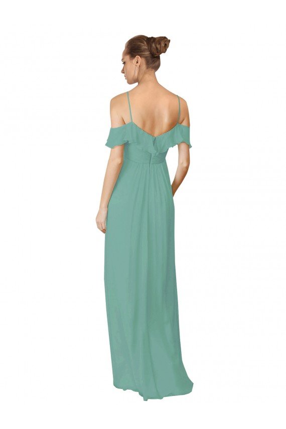 Sydney Hand-Ruched Chiffon Bridesmaid Dress with Flutter Sleeves