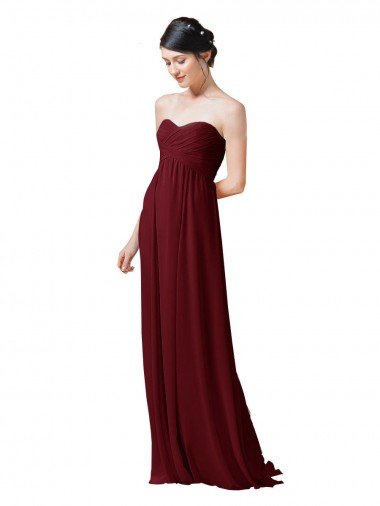 Sydney Hand-Ruched Sweetheart Long Chiffon Bridesmaid Dress
