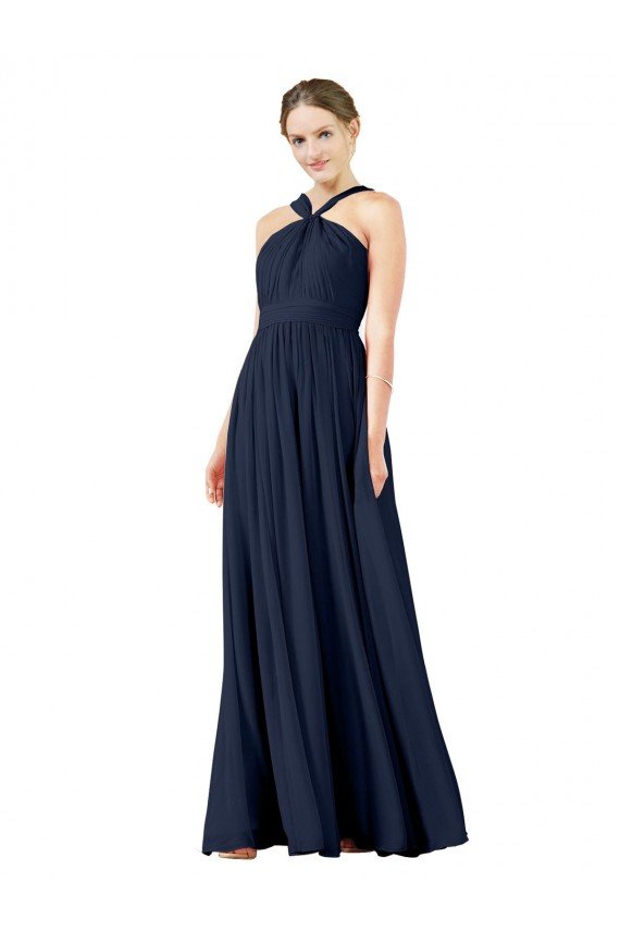 Sydney High V-Neck Floor Length Chiffon Bridesmaid Dress
