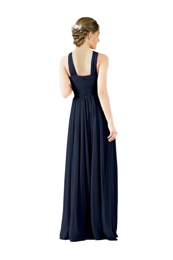 Sydney High V-Neck Floor Length Chiffon Bridesmaid Dress