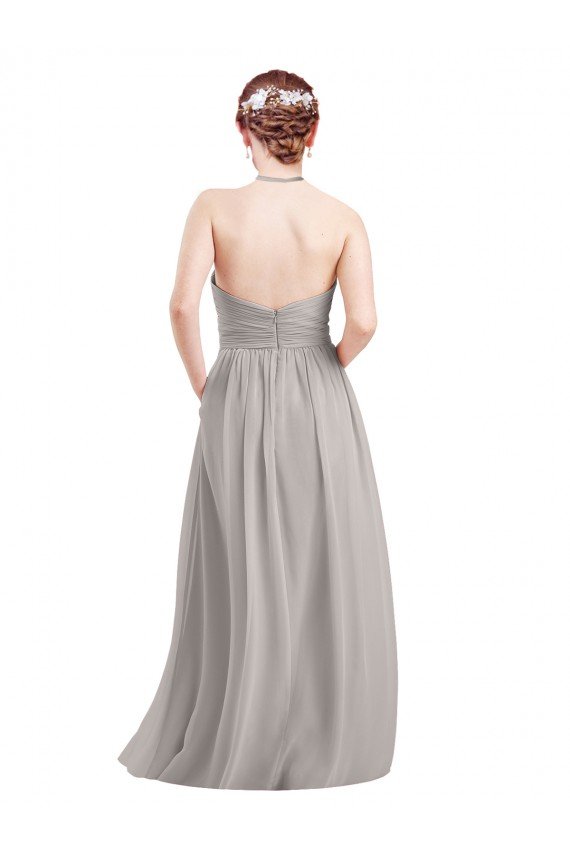 Sydney Halter High Neck Long Chiffon Bridesmaid Dress with Open Back
