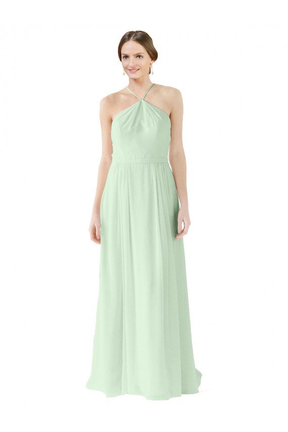 Sydney Front halter Neckline and Deep Back Long Chiffon Bridesmaid Dress