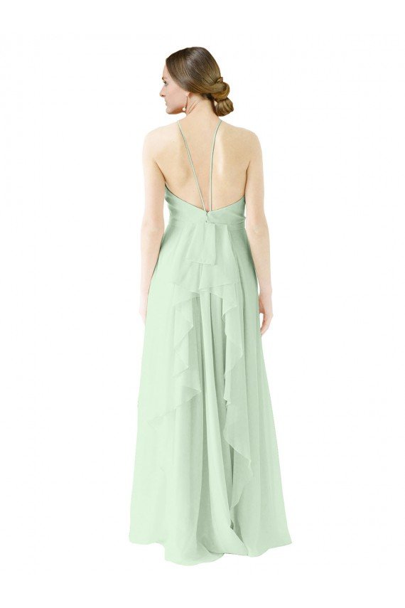 Sydney Front halter Neckline and Deep Back Long Chiffon Bridesmaid Dress