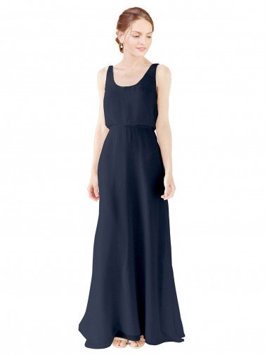 Shop Scoop Neckline Fitted Long Chiffon Bridesmaid Dress Open Back Sydney