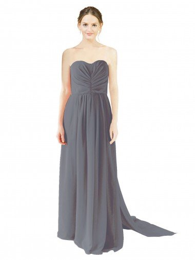 Sydney Long Chiffon Bridesmaid Dress with Sweetheart Neckline and Flowing Back