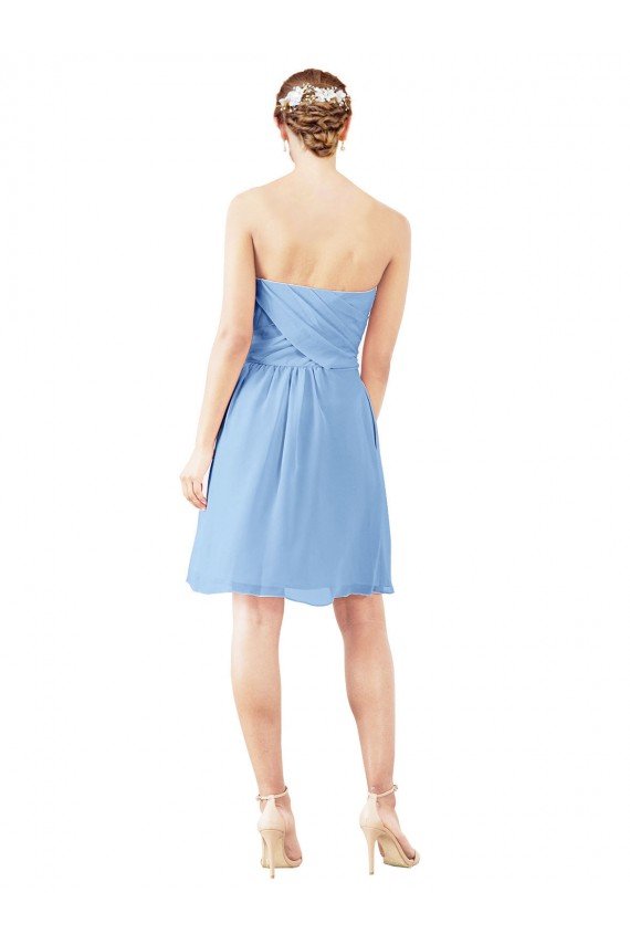 Sydney Short Knee Length Chiffon Cocktail Bridesmaid Dress with Twisted Strapless Sweetheart Neckline