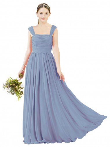 Sydney Square Neckline Sexy Open Back Long Chiffon Bridesmaid Dress
