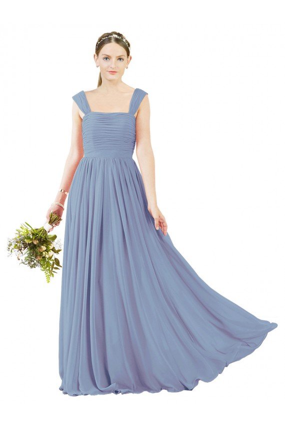 Sydney Square Neckline Sexy Open Back Long Chiffon Bridesmaid Dress