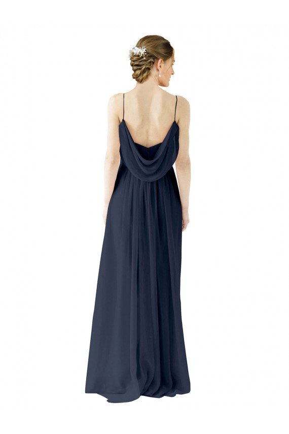 Sydney Spaghetti Straps Open Back Long Chiffon Bridesmaid Dress