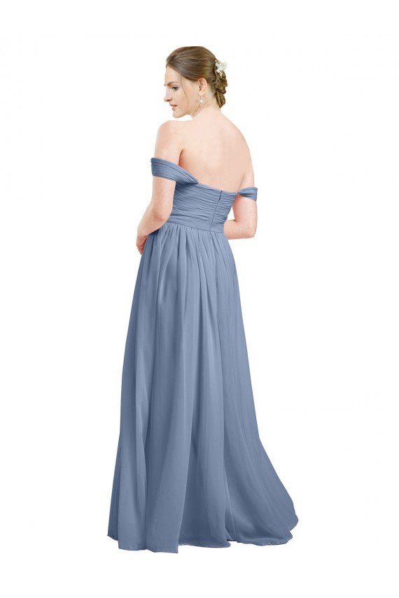 Sydney Long Floor Length Chiffon Bridesmaid Dress with Fluttering Off the Shoulder Straps
