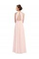 Sydney Sleeveless Chiffon High Neck Bridesmaid Dress with Diagonal Pleats