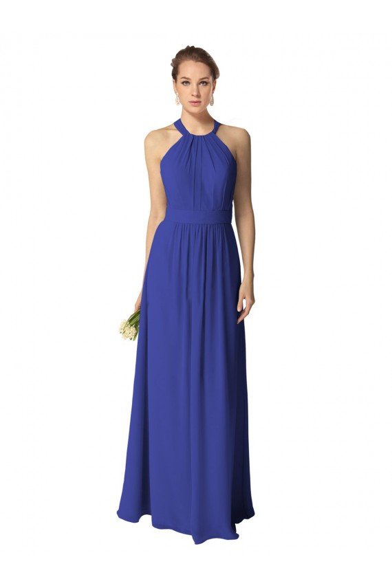 Sydney Long Full Length Chiffon Halter Bridesmaid Dress