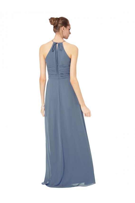 Sydney Spaghetti Strap Long Chiffon Halter A-Line Bridesmaid Dress