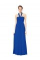 Sydney Sleeveless Long Chiffon Empire Gown with Pleated Halter Straps