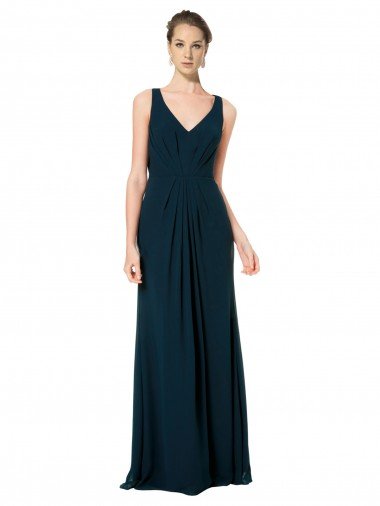Sydney Long Chiffon V-Neck Sleeveless Bridesmaid Dress with Large Keyhole Back