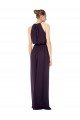 High Neck Long Chiffon Halter Bridesmaid Dress with Drape Chiffon Overlay