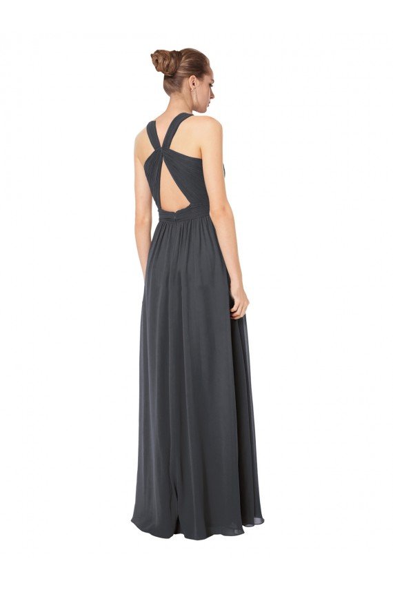 Sydney Long Chiffon Halter Bridesmaid Dress Keyhole Back