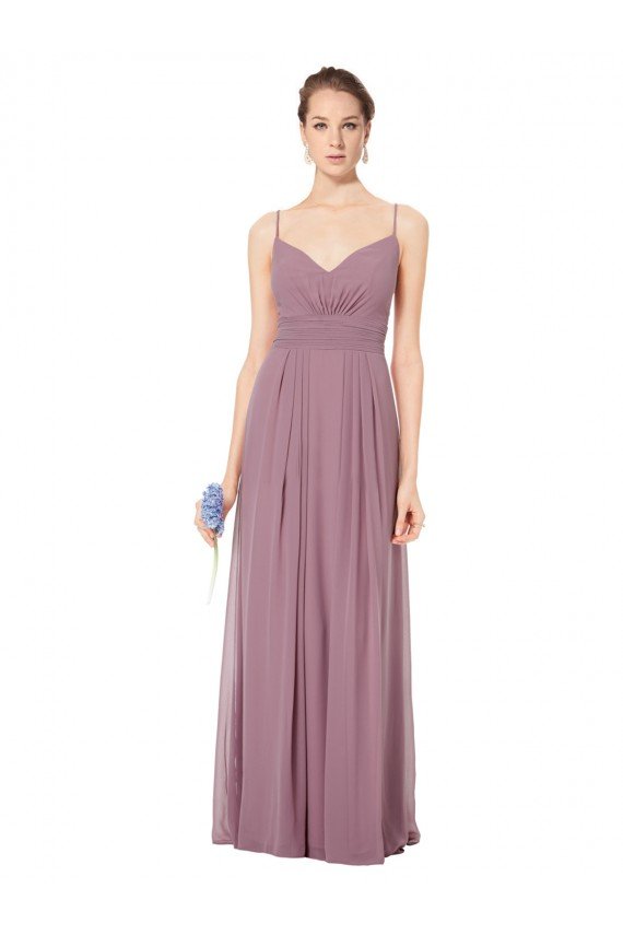 Sydney V-Neck Spaghetti Strap Open Back Long Chiffon Bridesmaid Dress