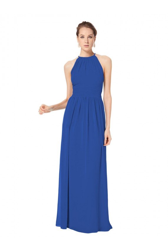 Sydney Long Chiffon High-Neck Sleeveless Bridesmaid Dress