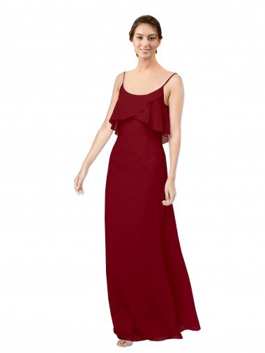 Shop Scoop Neck Chiffon Bridesmaid Dress with Spaghetti Straps and Low Back Sydney