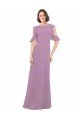 Sydney Long Chiffon Bridesmaids Dress with Flounced Sleeve Detail and Criss Cross Back