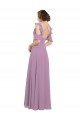 Sydney Long Chiffon Bridesmaids Dress with Flounced Sleeve Detail and Criss Cross Back