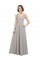 Sydney Twist Shouder Full Chiffon Bridesmaids Dress with V-Neckline and V-Back