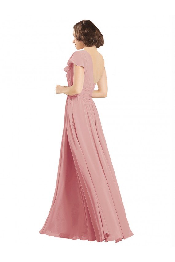 Sydney Chiffon Bridesmaids Dress with One Shoulder Flounced Sleeve