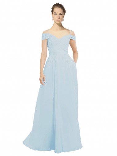 Sydney Chiffon Bridesmaids Dress with Off the Shoulder Draped Neckline