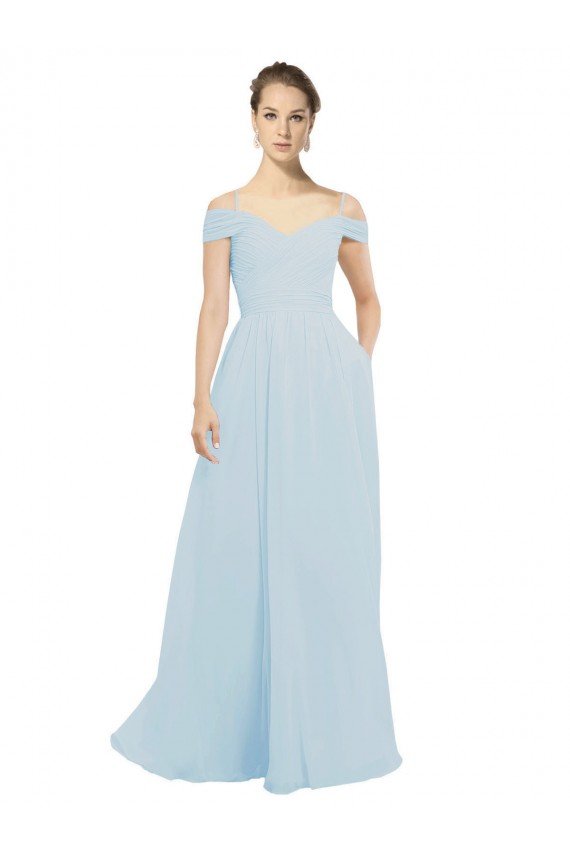 Sydney Chiffon Bridesmaids Dress with Off the Shoulder Draped Neckline